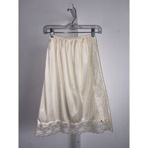 Vtg Sliperfection Cream Half Slip With Side Lace Trim Size Small Antron Nylon